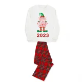 2023 Christmas Matching Family Pajamas Exclusive Design Naughty List Elf White Pajamas Set