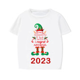 2023 Christmas Matching Family Pajamas Exclusive Design Naughty List Elf White Short Pajamas Set