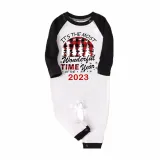 2023 Christmas Matching Family Pajamas Exclusive Design Wonderful Time Red Pajamas Set