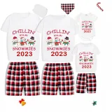 2023 Christmas Matching Family Pajamas Exclusive Design Chillin With My 3 Snowmies Short Pajamas Set