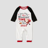 2023 Christmas Matching Family Pajamas Exclusive Design It is The Wonderful Time White Plaids Pajamas Set