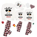 2023 Christmas Matching Family Pajamas Chillin With My Snowmies Sunglass Snowman Red Pajamas Set