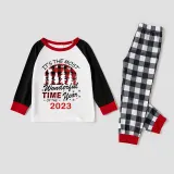 2023 Christmas Matching Family Pajamas Exclusive Design Wonderful Time Gray Pajamas Set