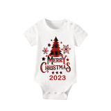 2023 Christmas Matching Family Pajamas Christmas Tree White Short Pajamas Set With Baby Bodysuit