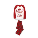 2023 Christmas Matching Family Pajamas Exclusive Design Merry Christmas Hat and Pendant Red Pajamas Set