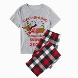 2023 Christmas Matching Family Pajamas Dachshund Through The Snow Gray Short Pajamas Set