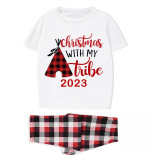 2023 Christmas Matching Family Pajamas Christmas With My Tribe White Short Pajamas Set