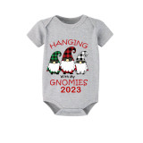 2023 Christmas Matching Family Pajamas Hanging With My Gnomies Short Gray Plaids Pajamas Set