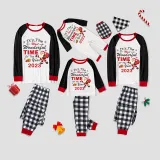2023 Christmas Matching Family Pajamas Exclusive Design It is The Wonderful Time White Plaids Pajamas Set