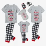 2023 Christmas Matching Family Pajamas Exclusive Design It Is Wonderful Time Gray Pajamas Set