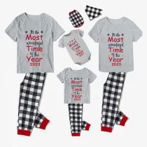 2023 Christmas Matching Family Pajamas Exclusive Design It Is Wonderful Time Gray Pajamas Set