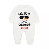 2023 Christmas Matching Family Pajamas Chillin With My Snowmies Sunglass Snowman Red Pajamas Set