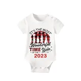 2023 Christmas Matching Family Pajamas Exclusive Design Wonderful Time Short Pajamas Set