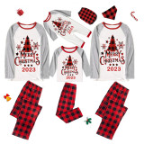2023 Christmas Matching Family Pajamas Christmas Tree White Pajamas Set With Baby Bodysuit