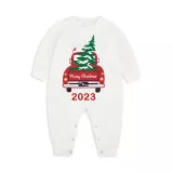 2023 Christmas Matching Family Pajamas Red Plaid Truck with Christmas Tree Red Pajamas Set With Baby Pajamas