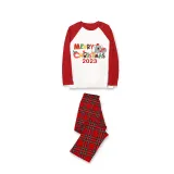 2023 Christmas Matching Family Pajamas Exclusive Design Cartoon Elephant Merry Christmas Red Pajamas Set