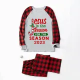 2023 Christmas Matching Family Pajamas Jesus Is The Reason For The Season Gray Pajamas Set