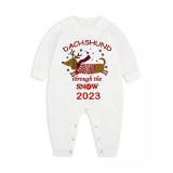 2023 Christmas Matching Family Pajamas Dachshund Through The Snow Gray Pajamas Set