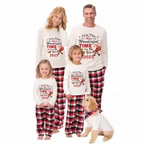 2023 Christmas Matching Family Pajamas Exclusive Design It is The Wonderful Time Red Pajamas Set