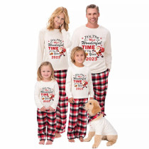 2023 Christmas Matching Family Pajamas Exclusive Design It is The Wonderful Time Red Pajamas Set