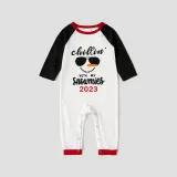 2023 Christmas Matching Family Pajamas Chillin With My Snowmies Sunglass Snowman White Pajamas Set