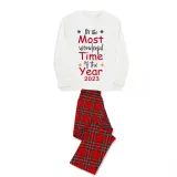 2023 Christmas Matching Family Pajamas Exclusive Design It Is Wonderful Time Gray Pajamas Set