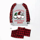 2023 Christmas Matching Family Pajamas Hanging With My Gnomies Gray Pajamas Set