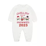 2023 Christmas Matching Family Pajamas Exclusive Design Chillin With My 3 Snowmies White Pajamas Set