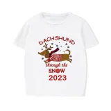 2023 Christmas Matching Family Pajamas Dachshund Through The Snow White Short Pajamas Set