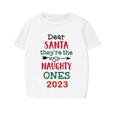 2023 Christmas Matching Family Pajamas They Are the Naughty Ones Black White Short Pajamas Set With Baby Pajamas
