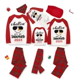 2023 Christmas Matching Family Pajamas Chillin With My Snowmies Sunglass Snowman Red Pajamas Set