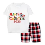 2023 Christmas Matching Family Pajamas Exclusive Design Wonderful Time Short Pajamas Set