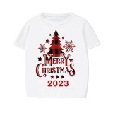 2023 Christmas Matching Family Pajamas Christmas Tree White Short Pajamas Set With Baby Bodysuit