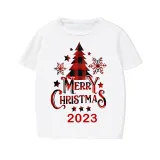 2023 Christmas Matching Family Pajamas Christmas Tree White Short Pajamas Set With Baby Bodysuit