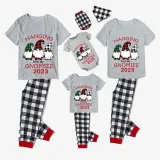 2023 Christmas Matching Family Pajamas Hanging With My Gnomies Short Gray Plaids Pajamas Set