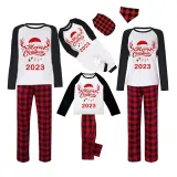 2023 Christmas Matching Family Pajamas Exclusive Design Merry Christmas Hat and Pendant Red Pajamas Set