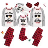2023 Christmas Matching Family Pajamas Chillin With My Snowmies Sunglass Snowman Red Pajamas Set
