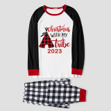 2023 Christmas Matching Family Pajamas Christmas With My Tribe Gray Pajamas Set