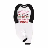 2023 Christmas Matching Family Pajamas Exclusive Design Chillin With My 3 Snowmies White Pajamas Set