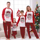 2023 Christmas Matching Family Pajamas Exclusive Design Wonderful Time Red Pajamas Set
