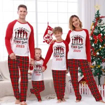2023 Christmas Matching Family Pajamas Exclusive Design Wonderful Time Red Pajamas Set