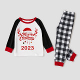 2023 Christmas Matching Family Pajamas Exclusive Design Merry Christmas Hat and Pendant Gray Pajamas Set