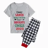 2023 Christmas Matching Family Pajamas They Are the Naughty Ones Gray Short Pajamas Set With Baby Pajamas