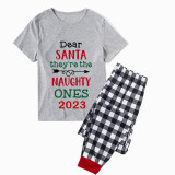 2023 Christmas Matching Family Pajamas They Are the Naughty Ones Gray Short Pajamas Set With Baby Pajamas