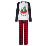2023 Christmas Matching Family Pajamas Red Plaid Truck with Christmas Tree Red Pajamas Set With Baby Pajamas