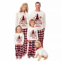 2023 Christmas Matching Family Pajamas Christmas Tree White Pajamas Set With Baby Bodysuit