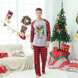 2023 KidsHoo Exclusive Design Christmas Matching Family Pajamas Santa Jurassic Dinosaur White Pajamas Set