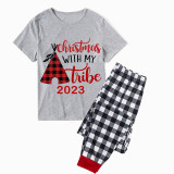 2023 Christmas Matching Family Pajamas Christmas With My Tribe Gray Short Pajamas Set