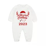 2023 Christmas Matching Family Pajamas Exclusive Design Merry Christmas Hat and Pendant Gray Pajamas Set