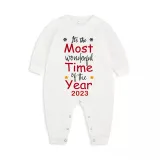 2023 Christmas Matching Family Pajamas Exclusive Design It Is Wonderful Time Red Pajamas Set